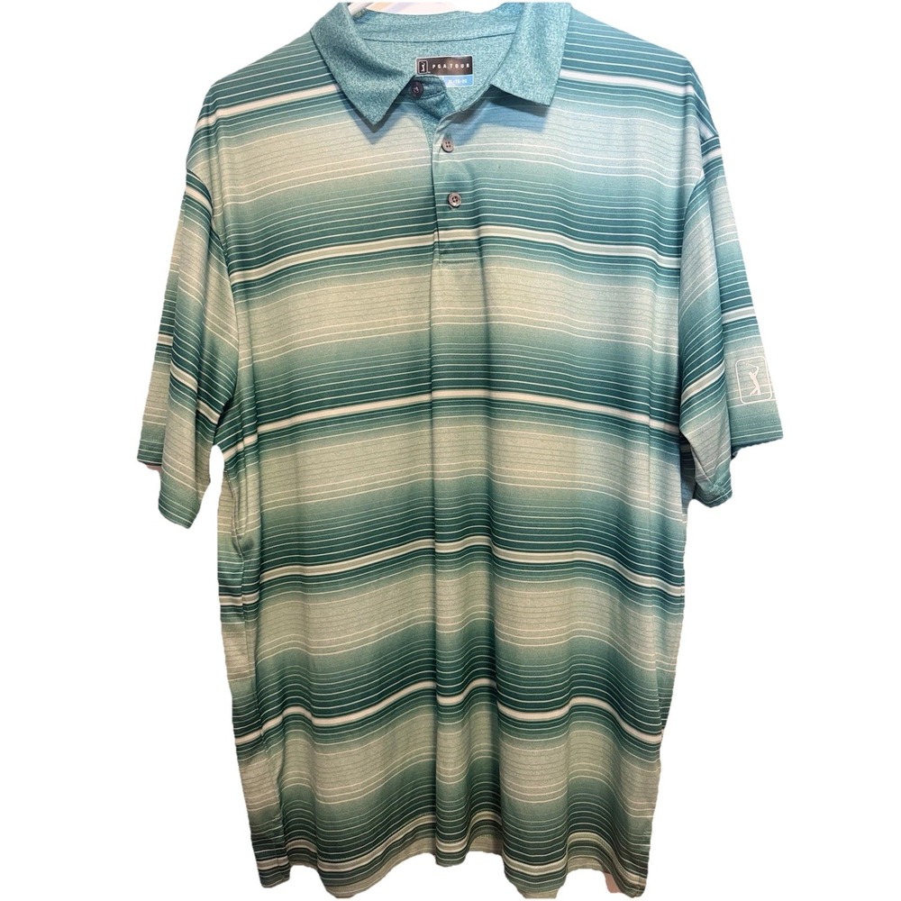 Men's PGA Tour Short‎ Sleeve Striped Golf Polo Shirt Size XL